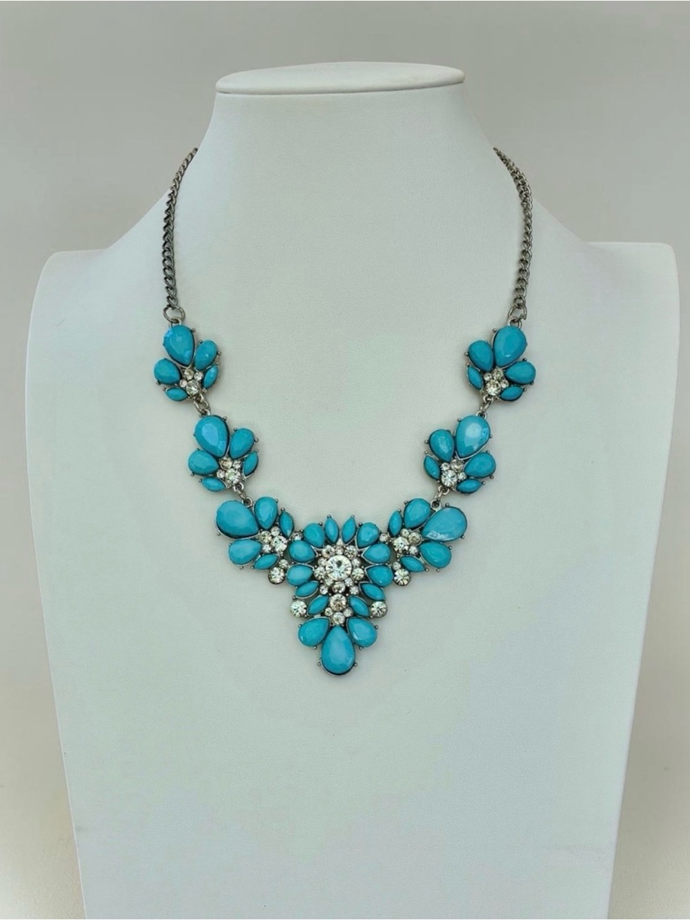 Betsey Johnson Turquoise Floral Stone Statement Necklace